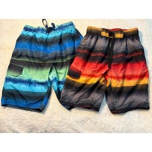 Kanu Surf Two Men's Striped Swim Trunks Board Shorts Size S
